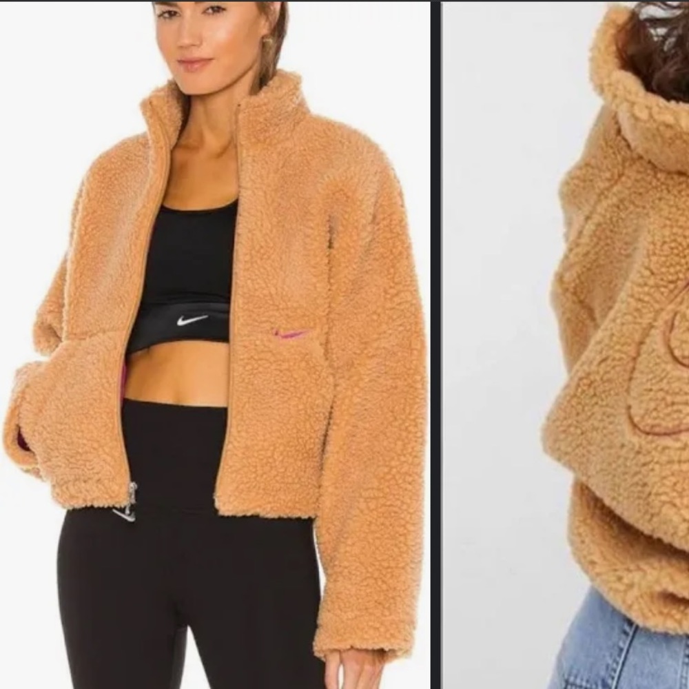 Nike Oversized Fleece Sherpa Teddy Swoosh
Full Zip Jacket